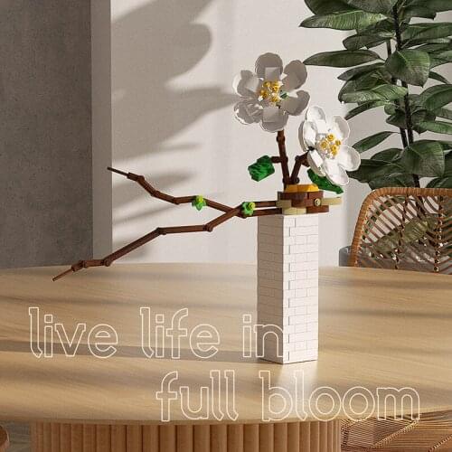 Plum Blossom Flower Vase Building Blocks Home Decoration Tree Potted Planet Bricks Ornaments DIY Idea Toys For Children Gift
