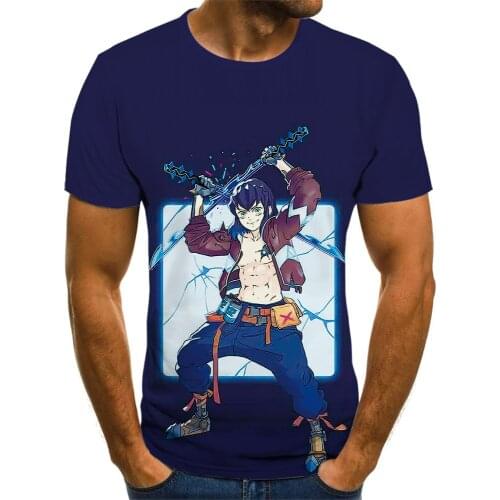 2021 Trend Mens T-Shirt 3D Printing Japanese Animation Ghost Blade O-Neck Oversized T-Shirt Casual And Versatile Short Sleeve