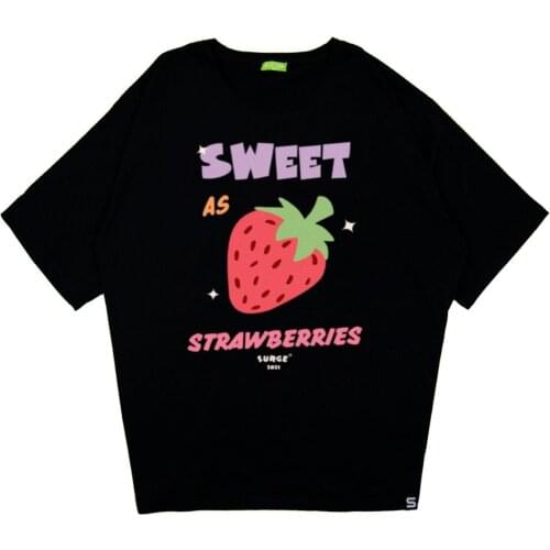 Surge Oversize T-shirt Top Y2K Satan Strawberry Sweet Black Gothic Top Cute Kuromi Purple Black 2021