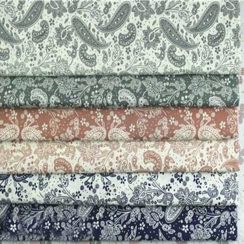 Pretty 50x145cm 6 Design Traditional Lucky Ruyi Leaf Printed Cotton Poplin Fabric for quilting bedding cloth DIY sewing