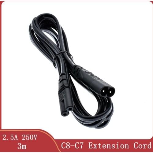 C7/C8 Power "8" Figure Adapter Converter Cable,European IEC320 C7 Female to C8 Male Plug Extension Cord,30cm-500cm,1 pcs