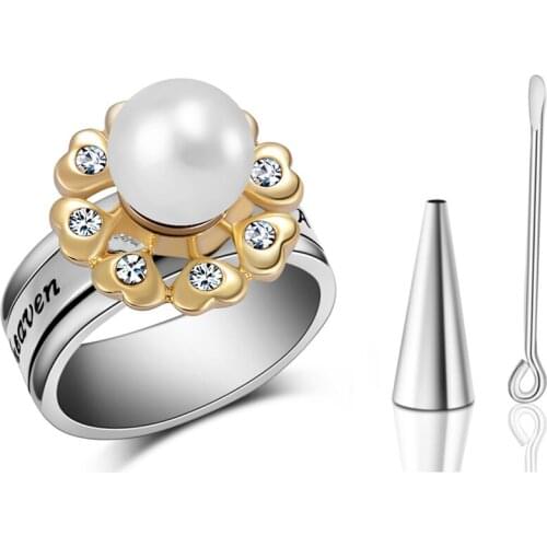 A Piece Of My Heart Lives In Heaven Flower Urn Ring Ash Cremation Keep Memorial Jewelry For Women Dropshipping