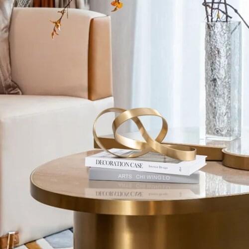 Creative Metal Knot Chinese Knot Decoration Soft Ornaments Nordic Luxury Living Room Coffee Table Desktop Gold Ribbon