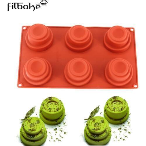 FILBAKE Kitchen Accessories 6 Cavity Spiral Tower Shaped 3D Silicone Cake Mold Baking Mold Decoration Tools Pudding Mousse Mould