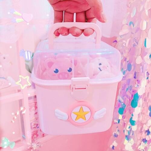 Maiden Cute Pink Storage Boxs Girl jewelry Receive Bins Portable Travel Snacks Organizer Transparent Box