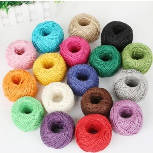 Fashion Dia 2mm 50M/Roll burlap Rope Natural Jute Twine Burlap String Hemp Rope Wedding Gift Wrapping Cords Thread Mix 17 Colors