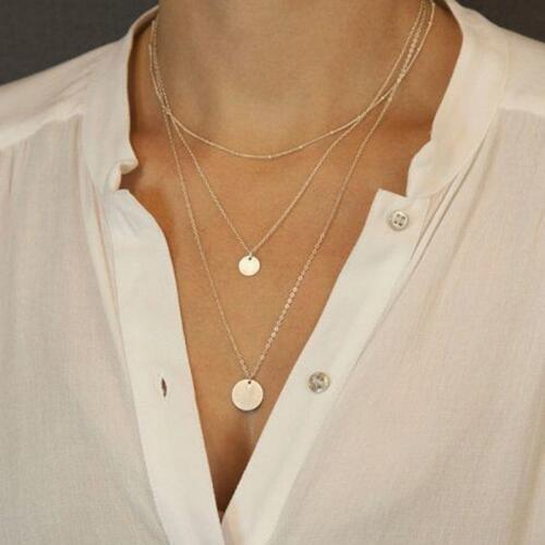 European and American fashion accessories fashion and simple metal circular tassel necklace