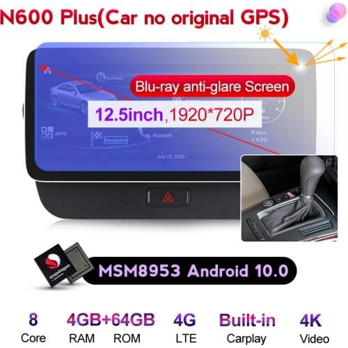 MSM8953 4GB+64GB Android 10.0 Car Audio Multimedia Player For Audi Q5 8R 2009-2015 2016 Navigation GPS Carplay 4G LTE WIFI DSP