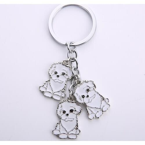 Cartoon Bichon Frise Dog Keychain Cute Animal Key Chain car Keyring Women Bag pendant Jewelry For Women