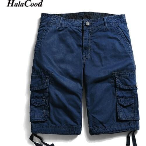 European American Mens Spring Summer Overalls Shorts Pure Cotton Multi-pocket Five-point shorts Trendy Mens Straight Casual