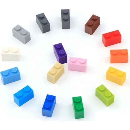 30pcs DIY Building Blocks Figures Thick Bricks 1x2 Educational Creative Size Bricks Bulk Model Kids Plastic Toys for Child