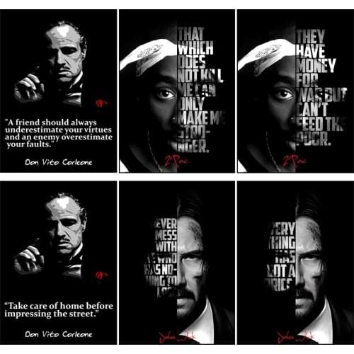 Tupac Shakur Figure godfather portrait inspirational poster and canvas painting, modern art picture for home decoration