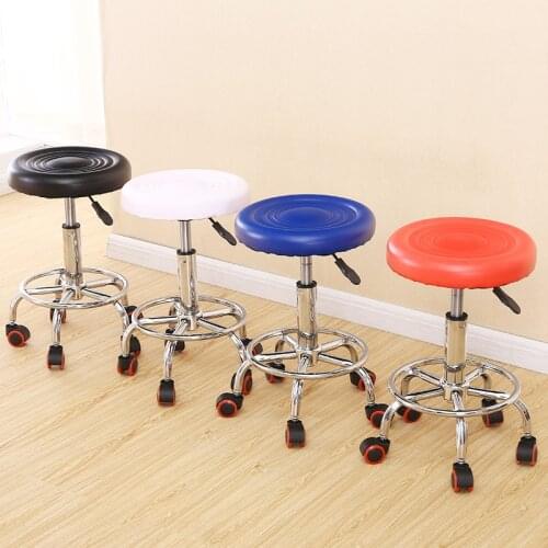 Durable PU Bar Chair Lift Beauty Chair 360 Degree Rotation Barber Chair With Safety Pneumatic Rod High Strength Nylon Wheel