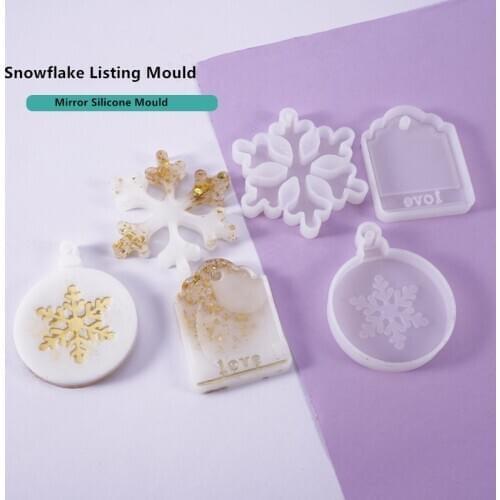 Diy Resin Crystal Epoxy Mold Snowflake Christmas Round Snowflake Listing Pendant Jewelry Silicone Mold