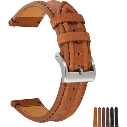 Watchband leather strap First layer cowhide 20mm 22mm watch strap bracelet for samsung watch 3 /huawei watch gt 2 UTHAI Z44