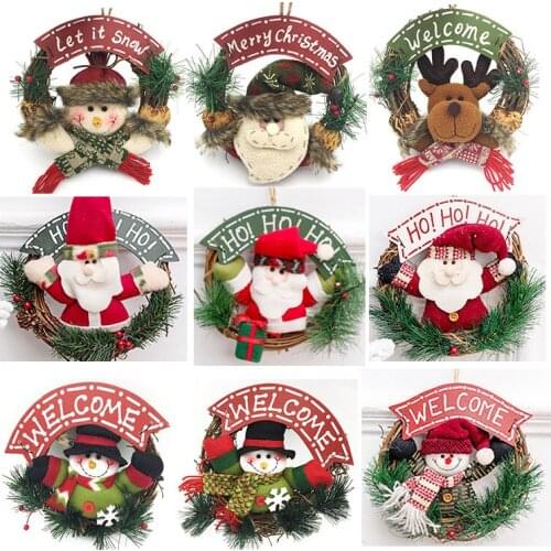 Christmas garland, Santa Claus rattan wreath, Christmas Ornament