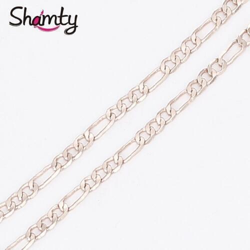 Shamty 3MM 6MM Figaro Womens Mens Chain Necklace Rose Gold Color Filled Necklace Jewelry Gift High Quality Gifts