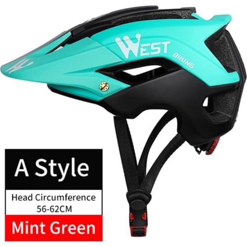 WEST BIKING New Bicycle Helmet Breathable Ultralight MTB Integrally-molded Mountain MTB Cycling Helmet Safety bike Helmet56-62CM
