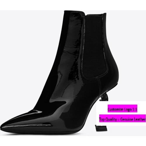 Juniper 45 leather Ankle Boots Zipper Women Shoe Pointed Toe Thin Med Heel 2 Inches Wine Red Autumn 2021 Female Large Size 46