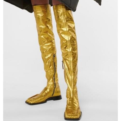 Modern Shoes Boots 2021 Autumn Winter Latest Style Thigh High Boots Women Low Heel Anti-Slip Street Style Plus Size 43