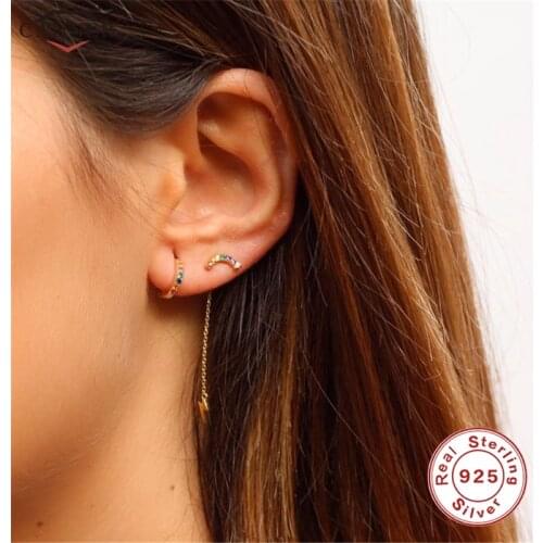 CANNER 925 Sterling Silver Earrings for Women Tassel Earings 2019 Zircon Lightning Long Dangle Earrings Gold Color Jewelry H40