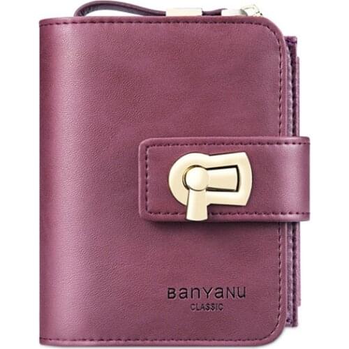 Women Wallet Rotary Lock Leather Purse Hasp Wallet Female Short Small Purse Female Card Holder Zipper Ladies Wallet Coin Purse