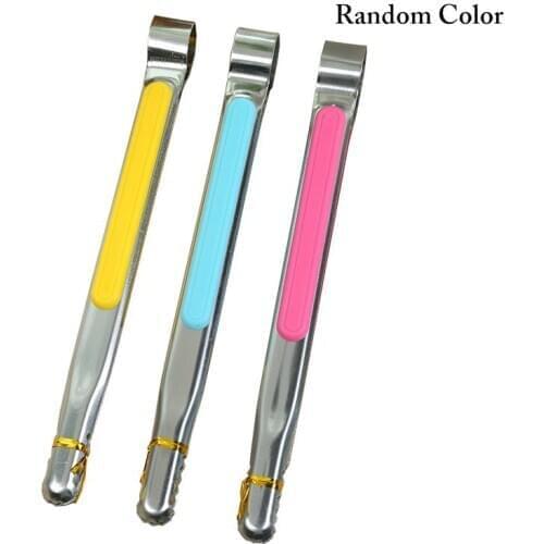 1pc Stainless Steel BBQ Grilling Tong Salad Bread Serving Tong Non-Stick Kitchen Barbecue Grilling Cooking Tong random color