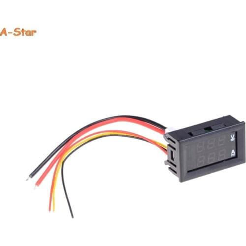 1pcs Blue Red Mini Digital Voltmeter Ammeter DC 100V 10A Panel Amp Volt Current Meter Tester 0.28" 3 Digits Dual LED Display
