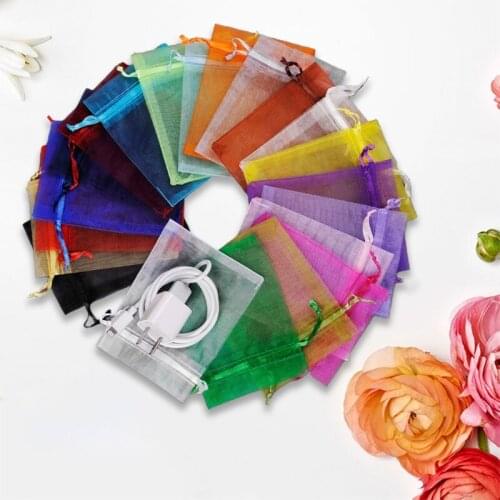 X7AF 100 Pcs Organza Drawstring Drawstring Bag Plain Mesh Gift Candy Bag Jewelry Packaging Storage Yarn Bag for Halloween