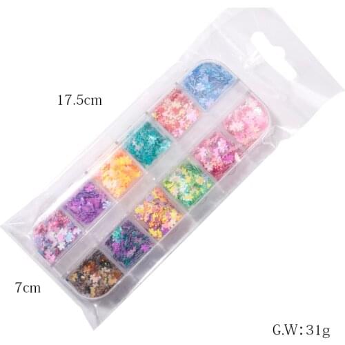 12 colors in a box NAIL GLITTER sequins holographic laser cut flakes Nail Sequins, Nail Art Flake Nail Glitter Paillette ,H8-878