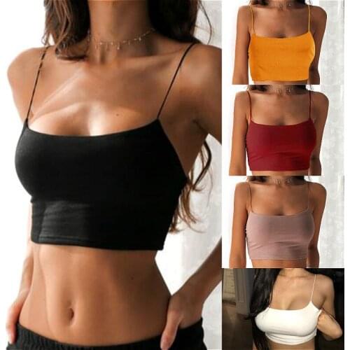 2021 Fashion Women Solid Color Sexy Cami Tops Tops Summer Spaghetti Strap Basic Tank Tops Club Casual Sexy Crop Tops Female
