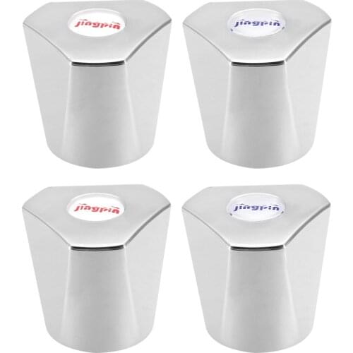 Faucet Knob Handle 29mm Dia Universal Replacement Handle Kit Silver Tone 4 Pcs