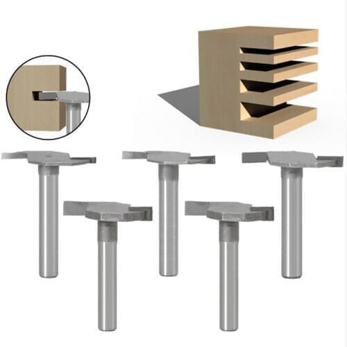 5-piece T-cutter slotting cutter slotting cutter 6 mm handle 1 / 4 shank trimming machine milling cutter slotting cutter