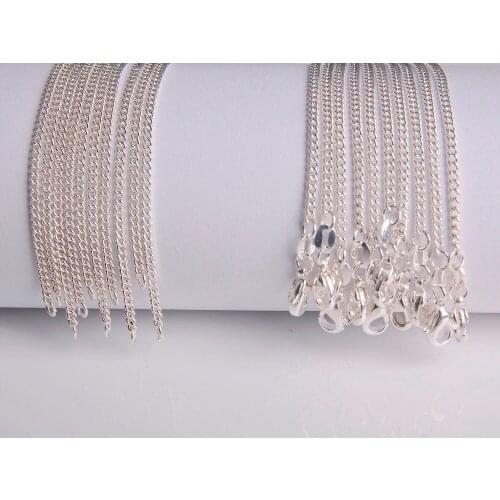 5PC Fine Jewelry Findings 24inches Necklace Chains Silver Color Plated 2.0MM Side ChainLobeter Clasp Jewellery Sets For Pendant