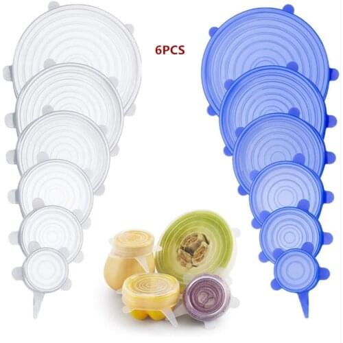 6Pcs/set Sealed Silicone Cling Film Fresh Food Cover Wrap Kitchen Stretch Fresh Keeping Container Lid Wrap Tool Kitchen Tool