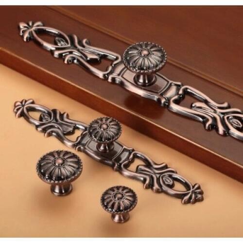 Antique Green Bronze Flower Single Hole Handle Home Improvement Drawer Wardrobe Door Hardware Single Handle