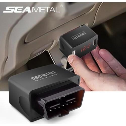 12v OBD Car USB Charger Dual USB Phone Charge Universal Power Adapter Voltage Display Auto Charging Plug and Play Accessories