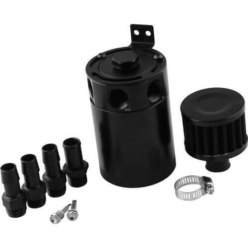 Baffled Engine Oil Catch Can Reservoir Tank Aluminium Alloy With 3 Ports & Breather Filter