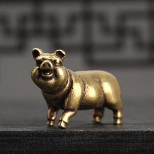Bronze Treasure Wealth Pendant Pure Copper Pig Zodiac Pig Pendant Brass Key Chain Pendant