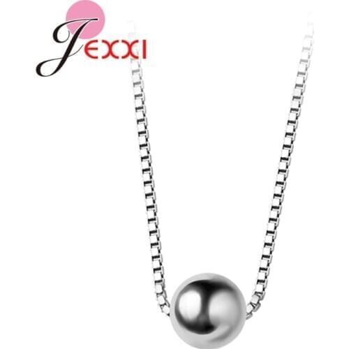 Real 925 Sterling Silver Box Chain Light Beads Choker Necklaces Minimalist Fine Jewelry For Women Party Accessories Gift