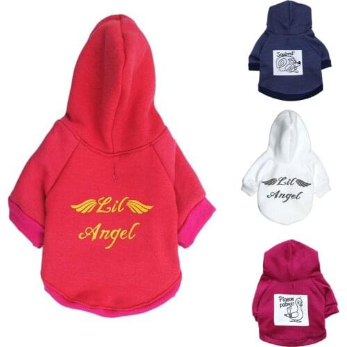 Cheap and Good Quality Pet Clothes New Sweet and Comfortable Printed Angel Wings Fleece Sweater Hoodie T-shirt Long Sleeve