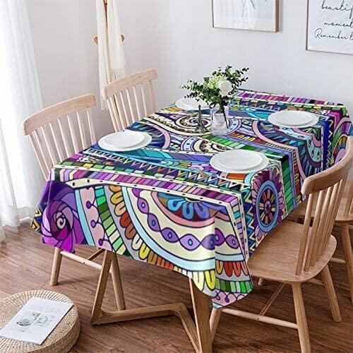 Fantasy Staring Polyester Tablecloth Colorful European Style Floral Pattern Table Cover for Buffet, Parties Decoration