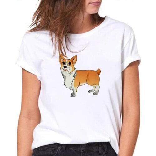 Kawaii Cartoon Tshirt Summer Short Sleeve Tee Shirt Femme Funny Cute Corgi Graphic Print T Shirt Women Tops Loose Camiseta Mujer