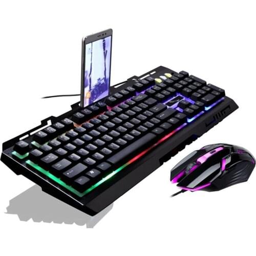 G700 Game Luminous Wired USB Mouse and Keyboard Suit With Rainbow Backlight LED Lights Mechanical Keyboard 2400 DPI Gaming Mouse