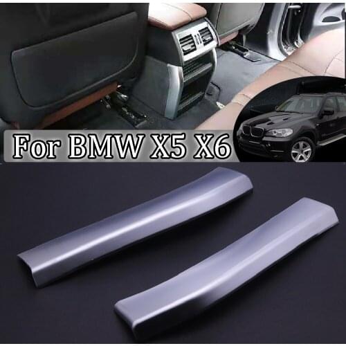 JEAZEA 2x ABS Silver Car Styling Rear Air Conditioning Outlet Vent Cover Trim Strips Fit For BMW X5 F15 BMW X6 2015 2016 2017