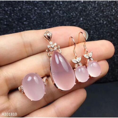 KJJEAXCMY boutique jewels 925 pure silver inlaid natural crystal Pendant Necklace Ring Earring support test