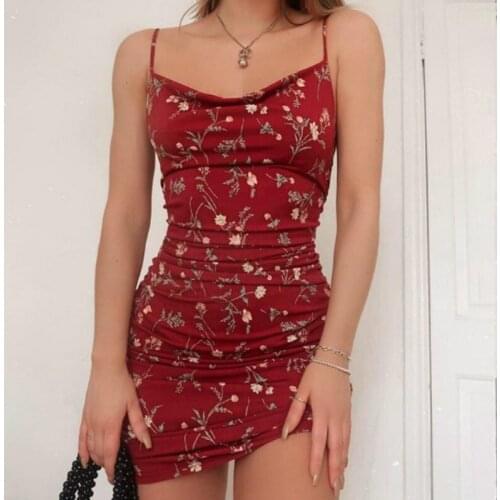 2021 Summer Womens Dress Feminine Suspender Skirt Party Nightclub Womens New French Pastoral Style Retro Floral Sexy Dress New