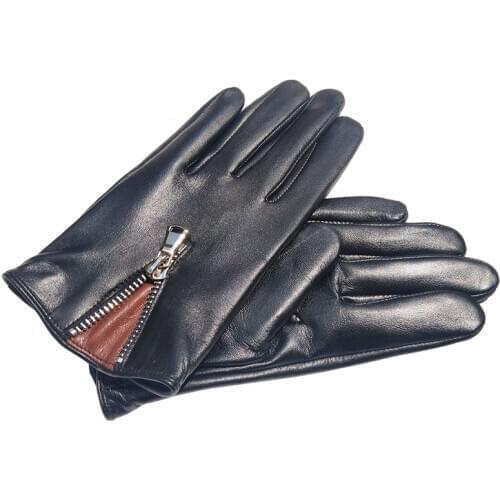 Mens Italian Leather Gloves Unlined Touchscreen Luxury Leather Driving Gloves Fashion Zipper Drivers Black Leather Gloves