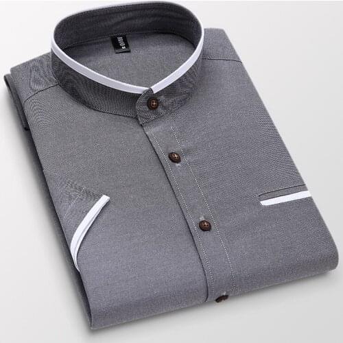 Mens Summer Cotton Shirts Casual Slim Fit Design Short Sleeve Shirts Man Fashion Clothing Male Business Blouse Dress Shirts