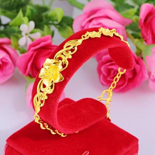 Not Fade Romantic Flower 18K Gold Bracelet for Women Wedding Engagement Charm Bracelet Luxury Chain Bracelet Fine Jewelry Gifts